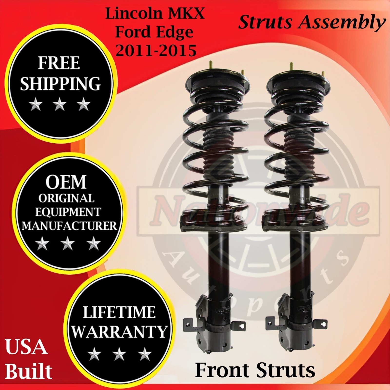 Monroe Front Struts Assembly For 2011-2015 Lincoln MKX & Ford Edge 9 Yr Warranty