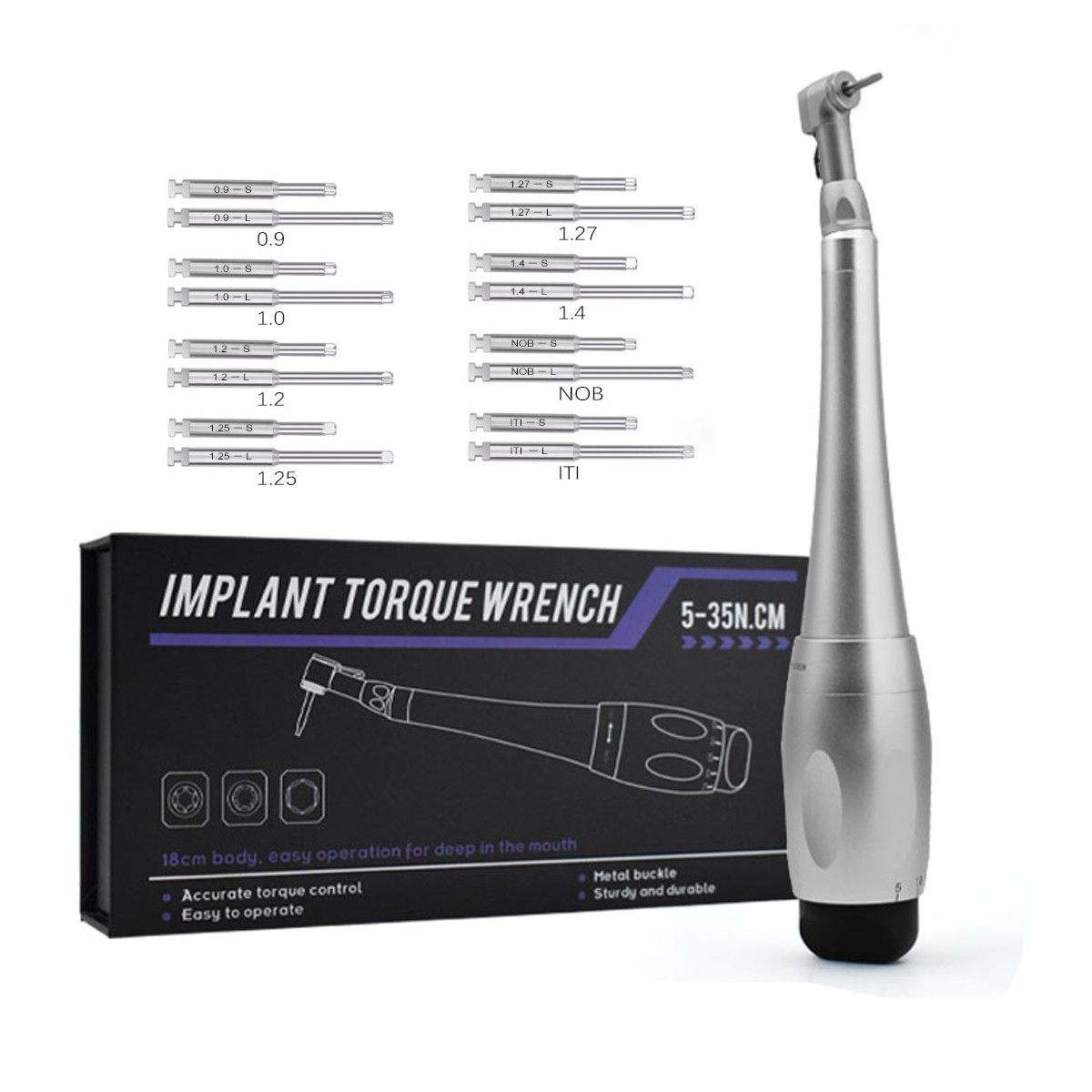 Dental Universal Implant Kit Torque Wrench Contra Angle &16 Drivers/Manual
