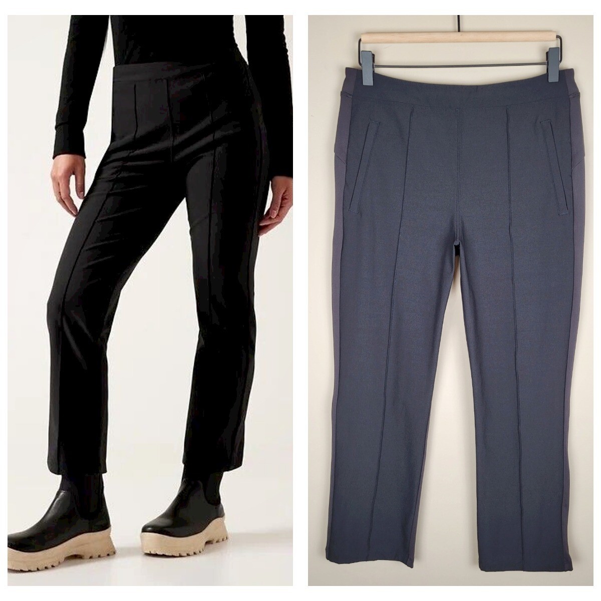 Athleta Size 10 Headlands Hybrid Pant Cropped Stretch Hiking Travel Black Brown