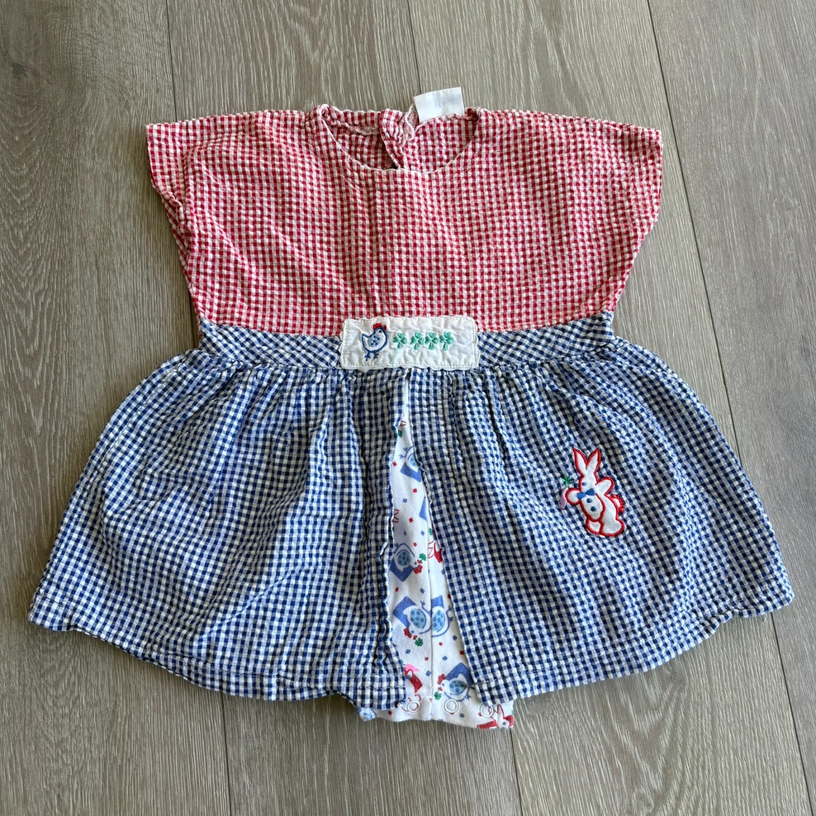 Vintage Doe Spun Baby Girl Red Blue Gingham Check Romper Dress Size 6-9 Months Vintage Doe Spun Baby Girl Red Blue Gingham Check Romper Dress Size 6-9 Months