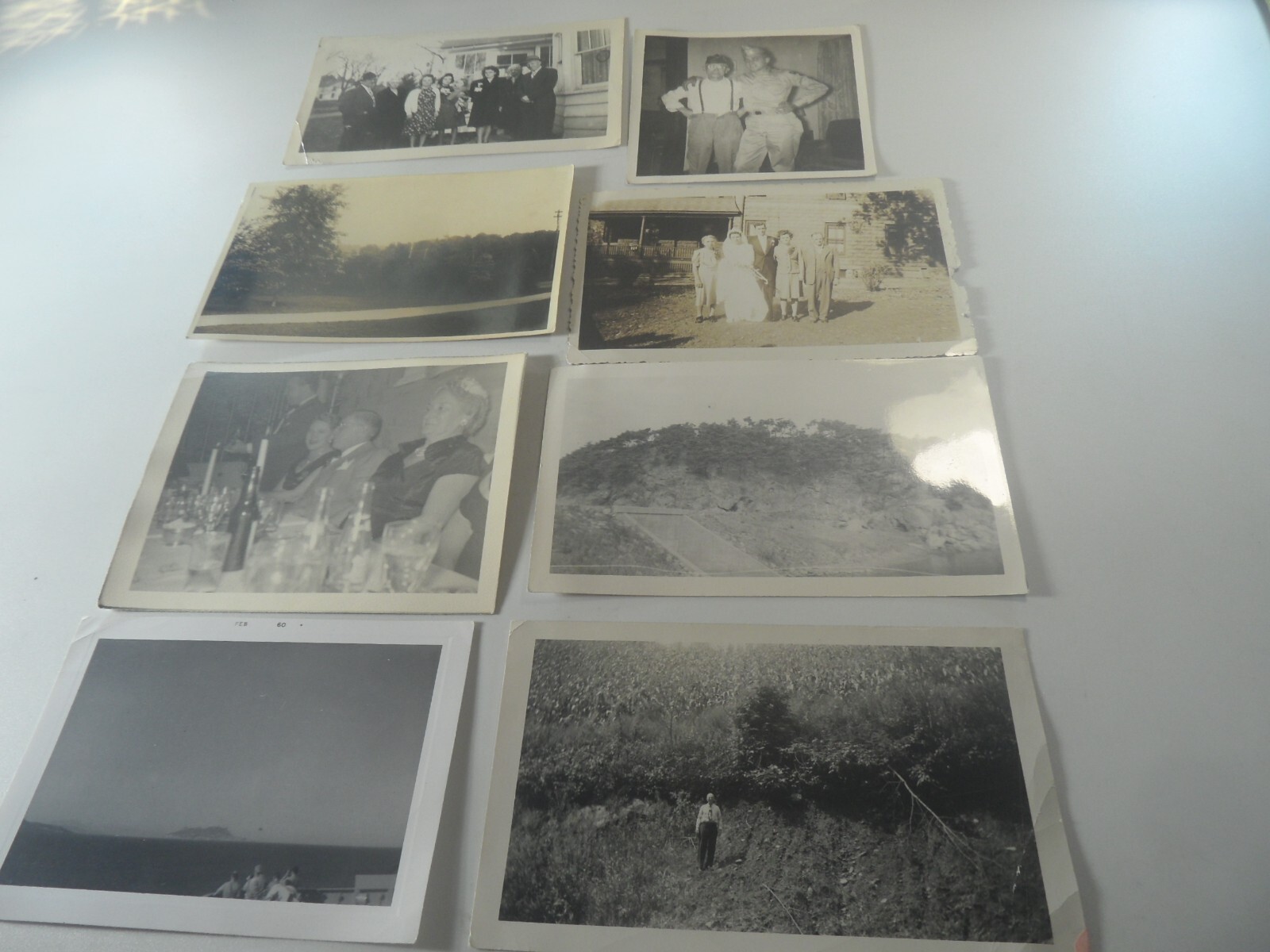 7F17 Vintage estate photo lot of 8 photos 1050/60's home lot view party nature