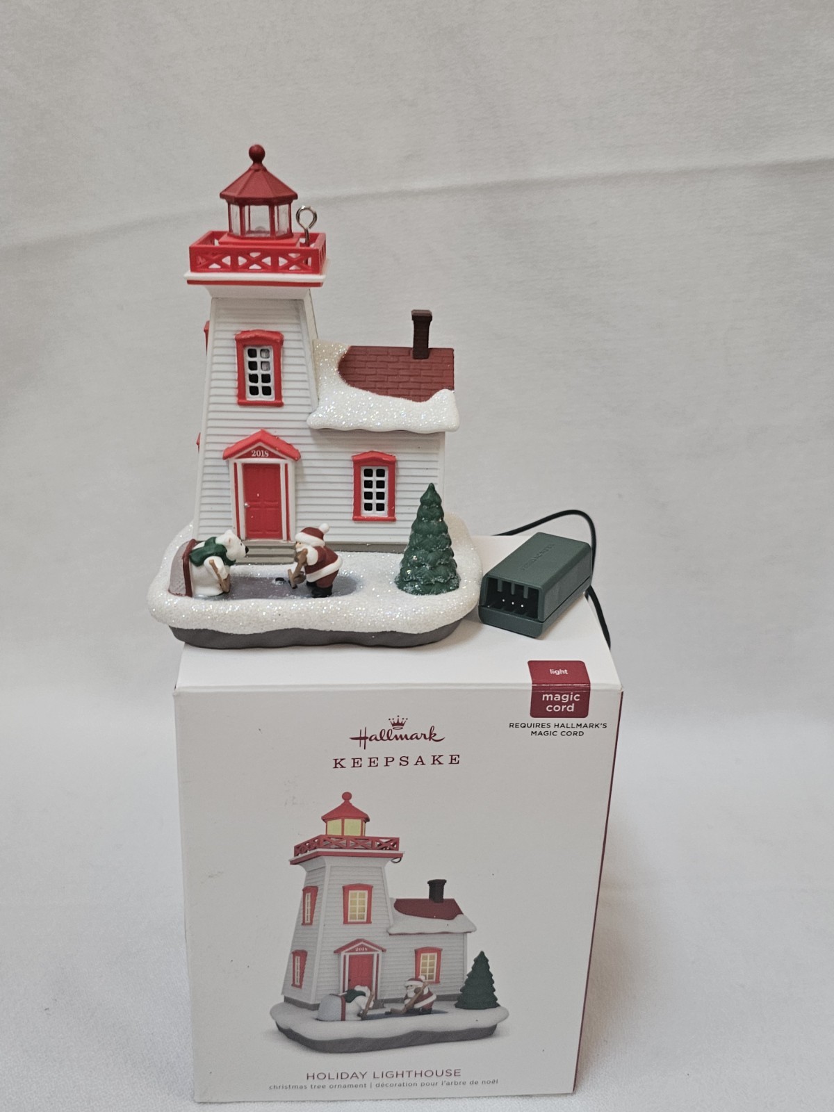 2018 Hallmark Keepsake Holiday Lighthouse Christmas Ornament #7 Hockey Santa 