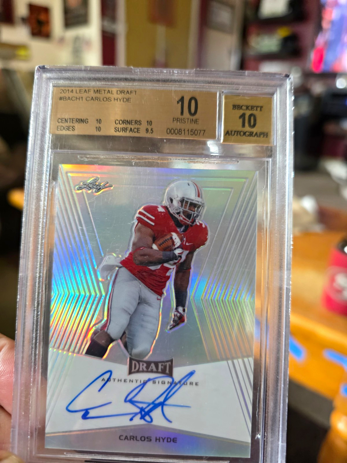 2014 Leaf Metal Draft Carlos Hyde RC Auto #BA-CH1 BAS Authenticated 2014 Leaf Metal Draft Carlos Hyde RC Auto #BA-CH1 BAS Authenticated