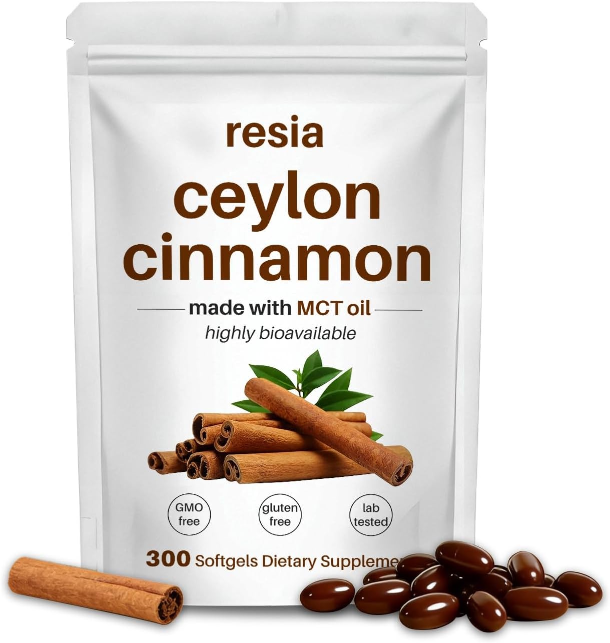 RESIA Ceylon Cinnamon Softgels with MCT Oil Herbal Cinnamon Extract for Dail...