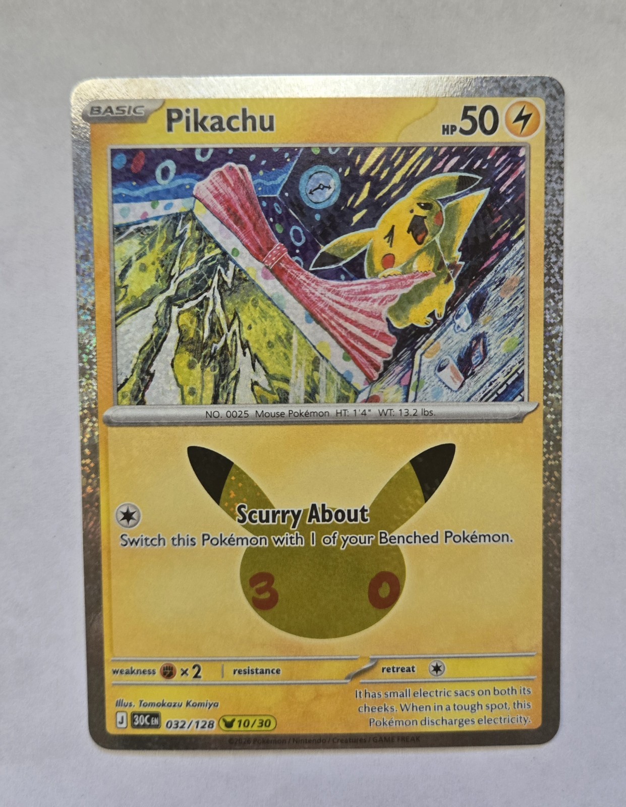 Pokemon TCG ME 30th Celebration (30C): Pikachu 032/128 Pikachu Rare 10/30 Pokemon TCG ME 30th Celebration (30C): Pikachu 032/128 Pikachu Rare 10/30