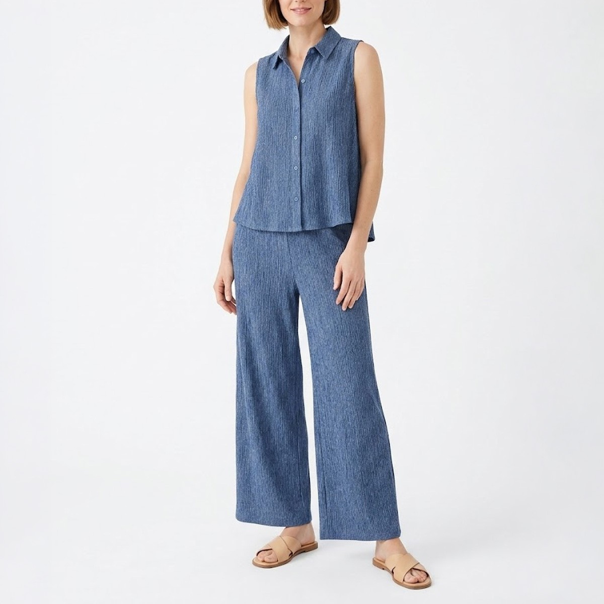Eileen Fisher NWT Woven Plissé Wide-Leg Pant, 3 Colors, 2XS-3X