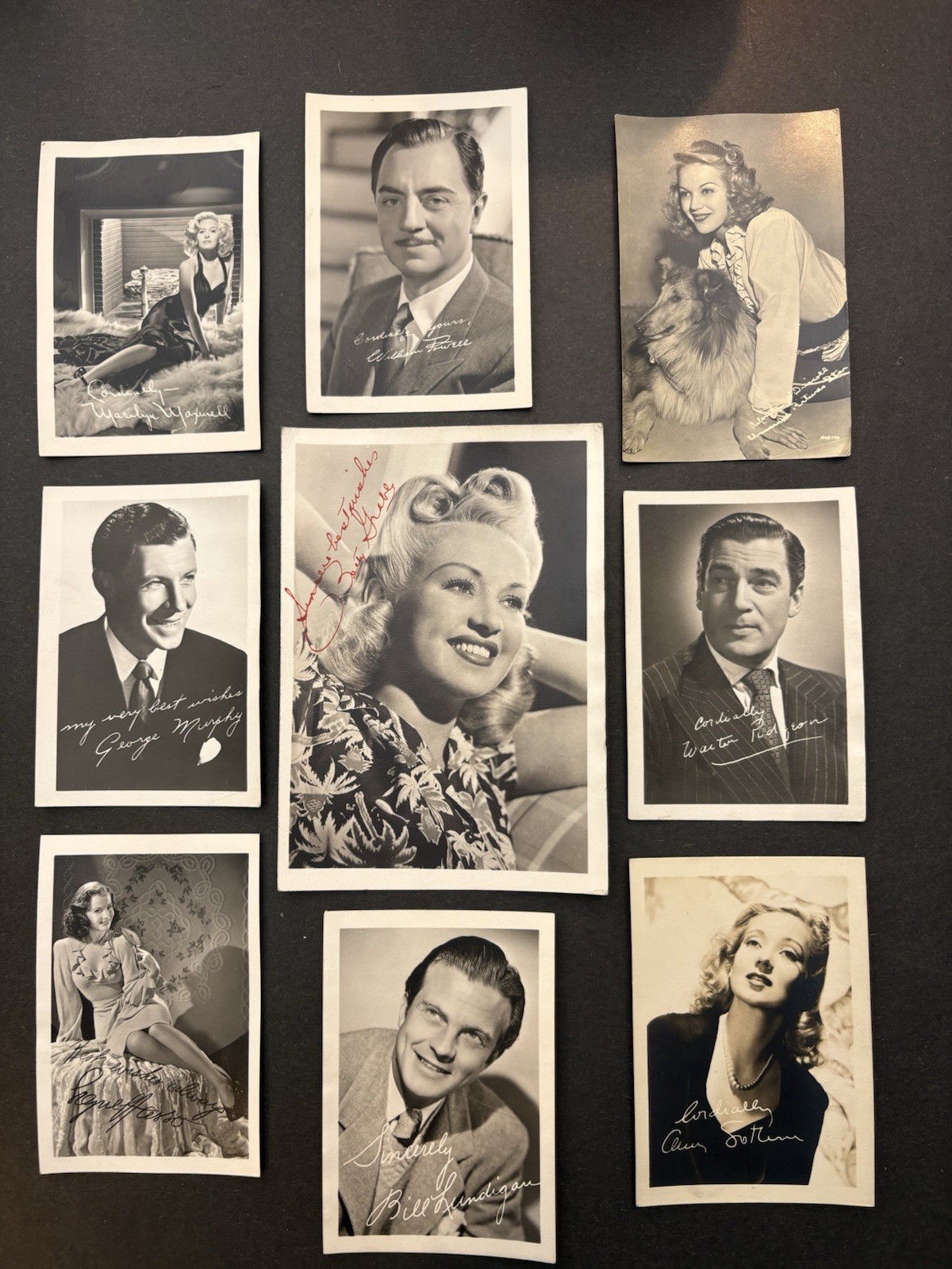 Betty Grable Signed 5”X7” Photo , Plus 8-3 1/2”X5” Facsimile Hollywood Stars 