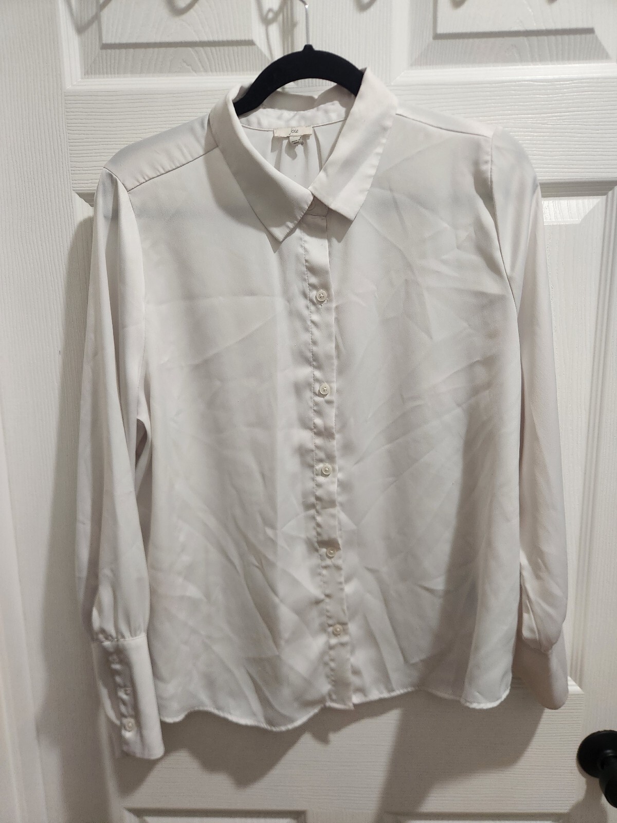 Joie White Long Sleeve Button-Up Blouse Large Joie White Long Sleeve Button-Up Blouse Large