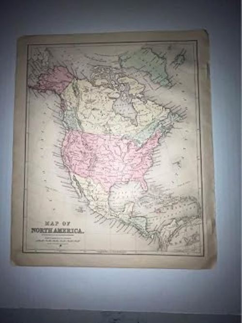 Antique 1875 Hand Colored Map of North America 10x12 | Original Antique, 