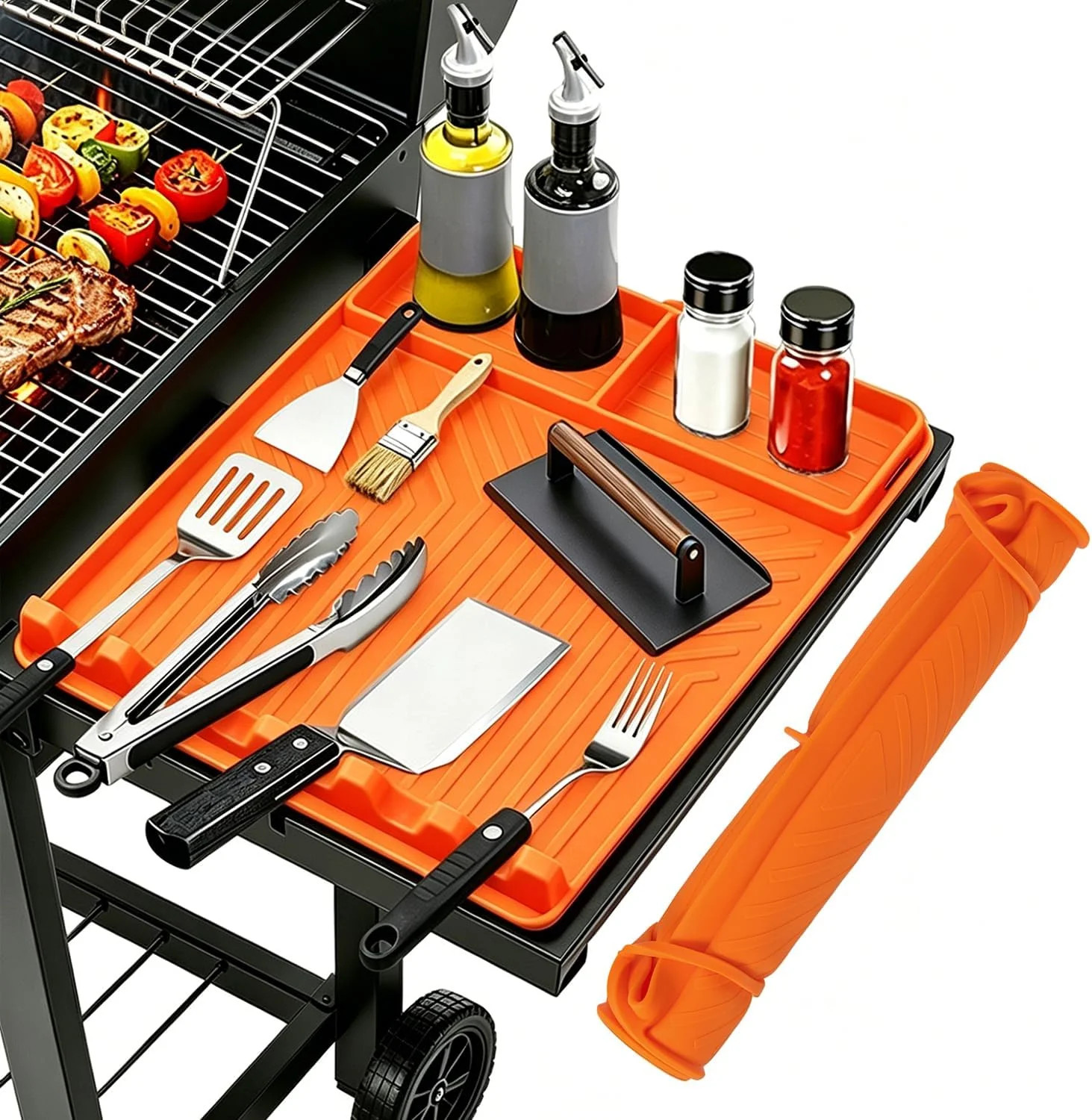 Rollable Silicone Grill Mat for Blackstone Griddle Heat-Resistant Side Shelf Org Rollable Silicone Grill Mat for Blackstone Griddle Heat-Resistant Side Shelf Org