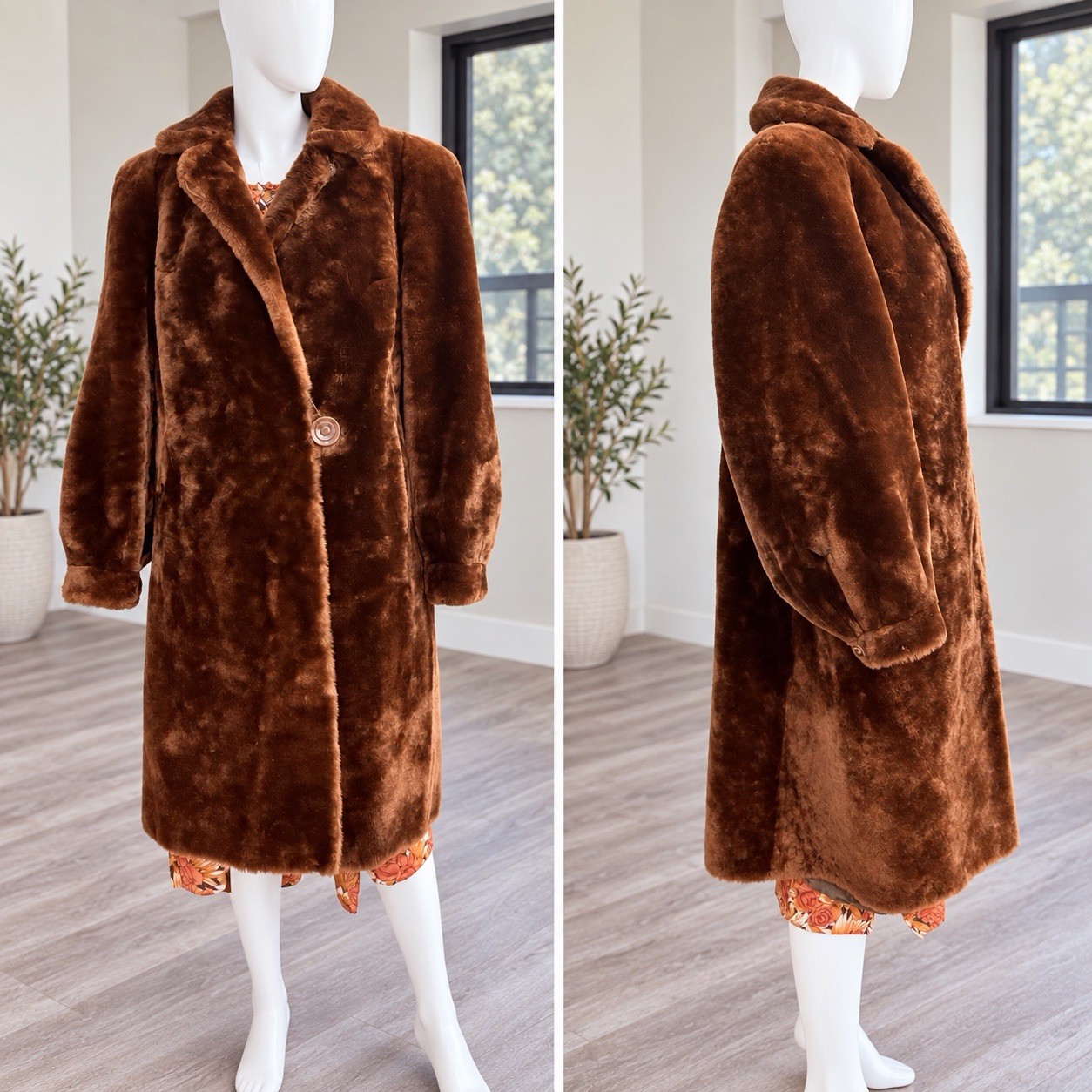 VTG 1940s 50s Wise Smith’s Hartford Mouton Beaver Lamb Fur Coat Mahogany