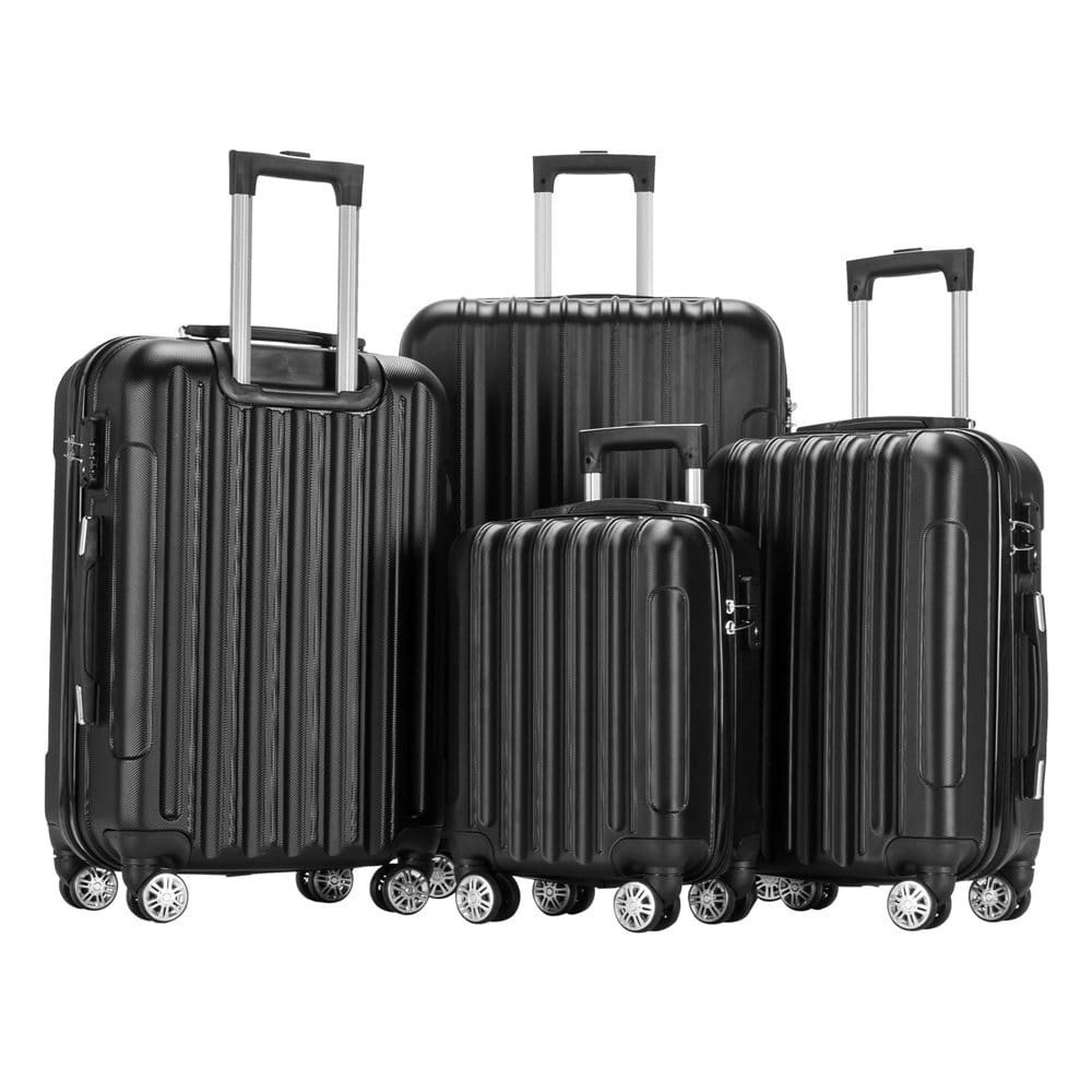 New 4In1 ABS Trolley Luggage Set 16 20 24 28 Rolling Suitcase Black