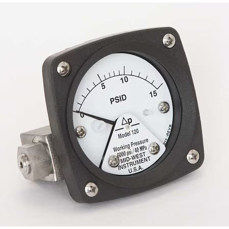 Midwest Instrument 120-Sa-00-Oo-15P Pressure Gauge, 0 To 15 Psi Midwest Instrument 120-Sa-00-Oo-15P Pressure Gauge, 0 To 15 Psi