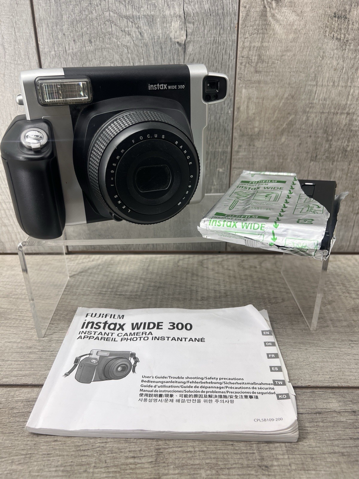 Fujifilm Instax Wide 300 Instant Film Camera - Black/Silver - Clean Tested Works Fujifilm Instax Wide 300 Instant Film Camera - Black/Silver - Clean Tested Works