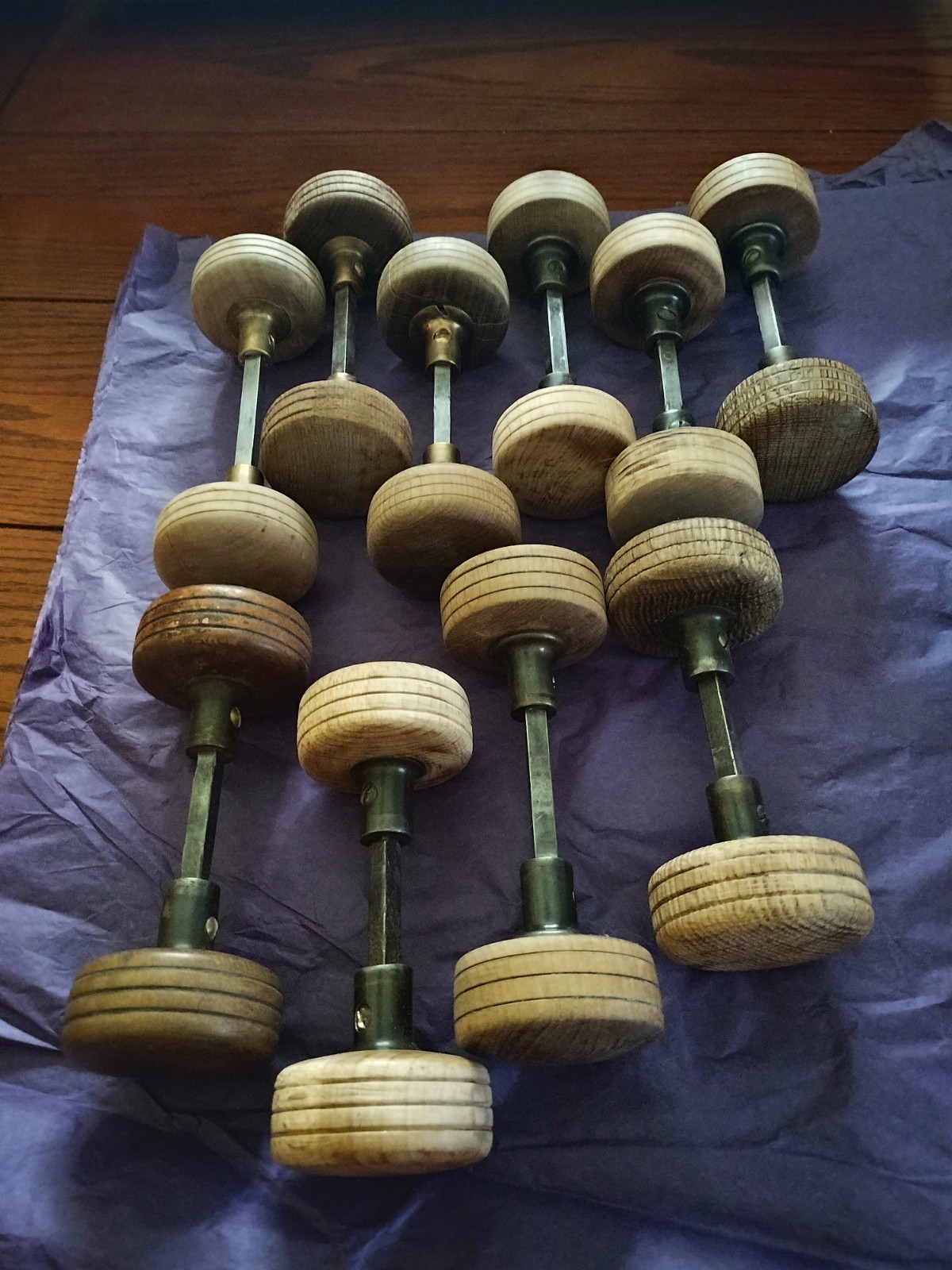 Vtg Antique 3 Rings Wood Wooden Door Knobs Doorknobs 10 Sets Cleaned