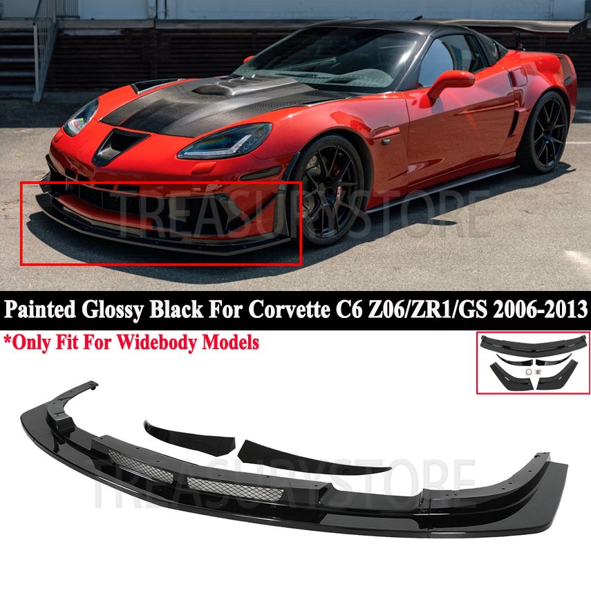 For Corvette C6 Z06 06-2013 Gloss Black TK Style Front Bumper Splitter & Winglet For Corvette C6 Z06 06-2013 Gloss Black TK Style Front Bumper Splitter & Winglet