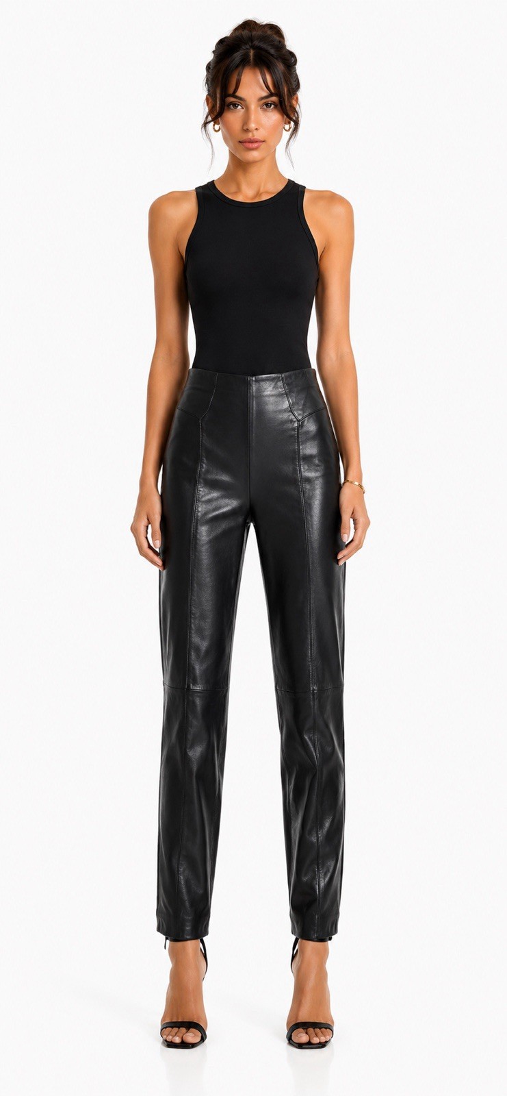 Michael Hoban North Beach Leather Black Seamed Zip Moto Biker Riding Pant 12 US