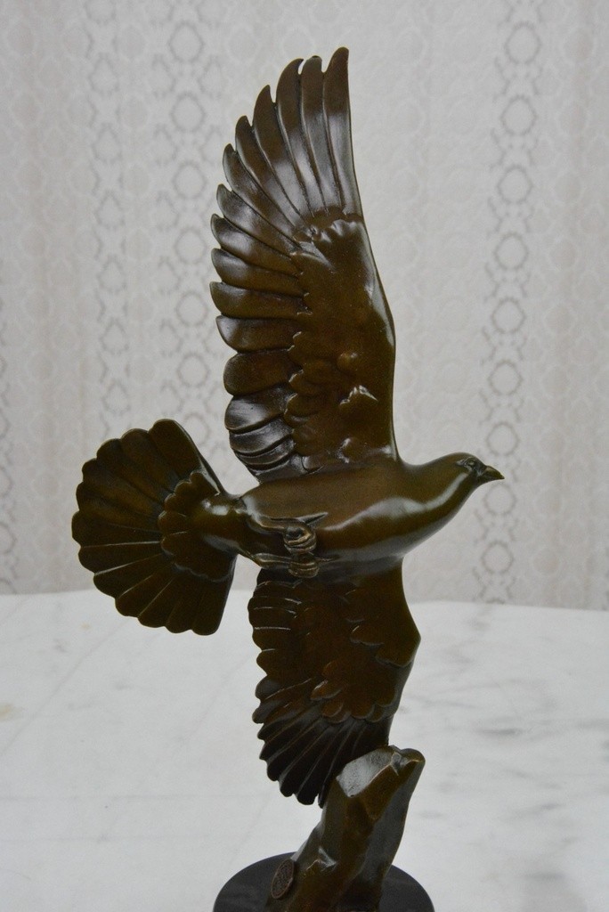 Bronze PIGEON Statue Flying Marble France Sculpture Bird Art Decor Figurine Milo