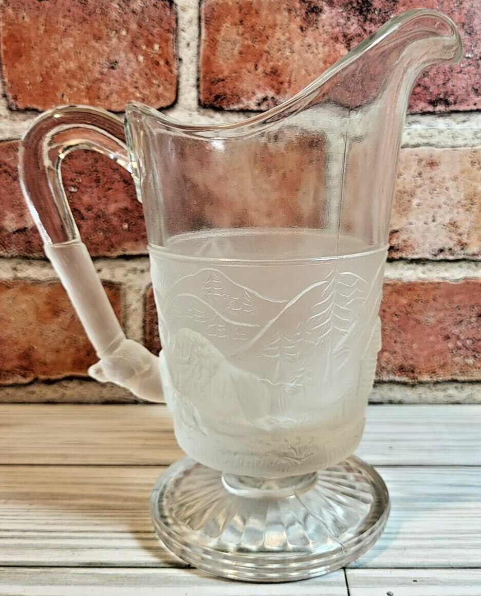 Antique Circa 1876 Gillinder & Sons Pioneer Westward Ho EAPG Glass Creamer
