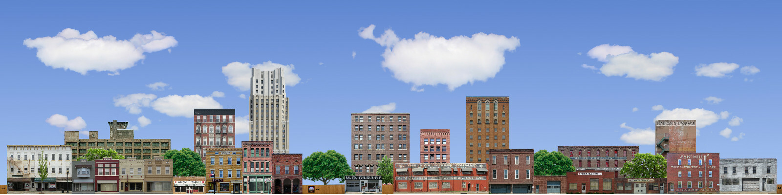 TRACKSIDE BACKDROP #450 Commercial fronts HO Scale