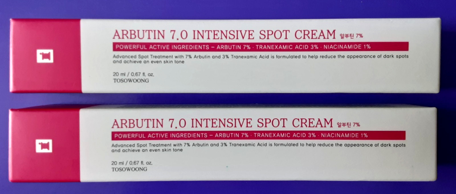 Lot of 2 TOSOWOONG Arbutin 7% Intensive Spot Cream with 70,000ppm 20 ml / .67 Oz
