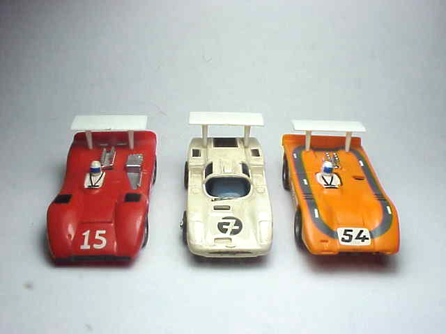 TJET CHAPARRAL 2F ,AFX FERRARI 612 & McLAREN XL REAR WING. NEW REPRODUCTION