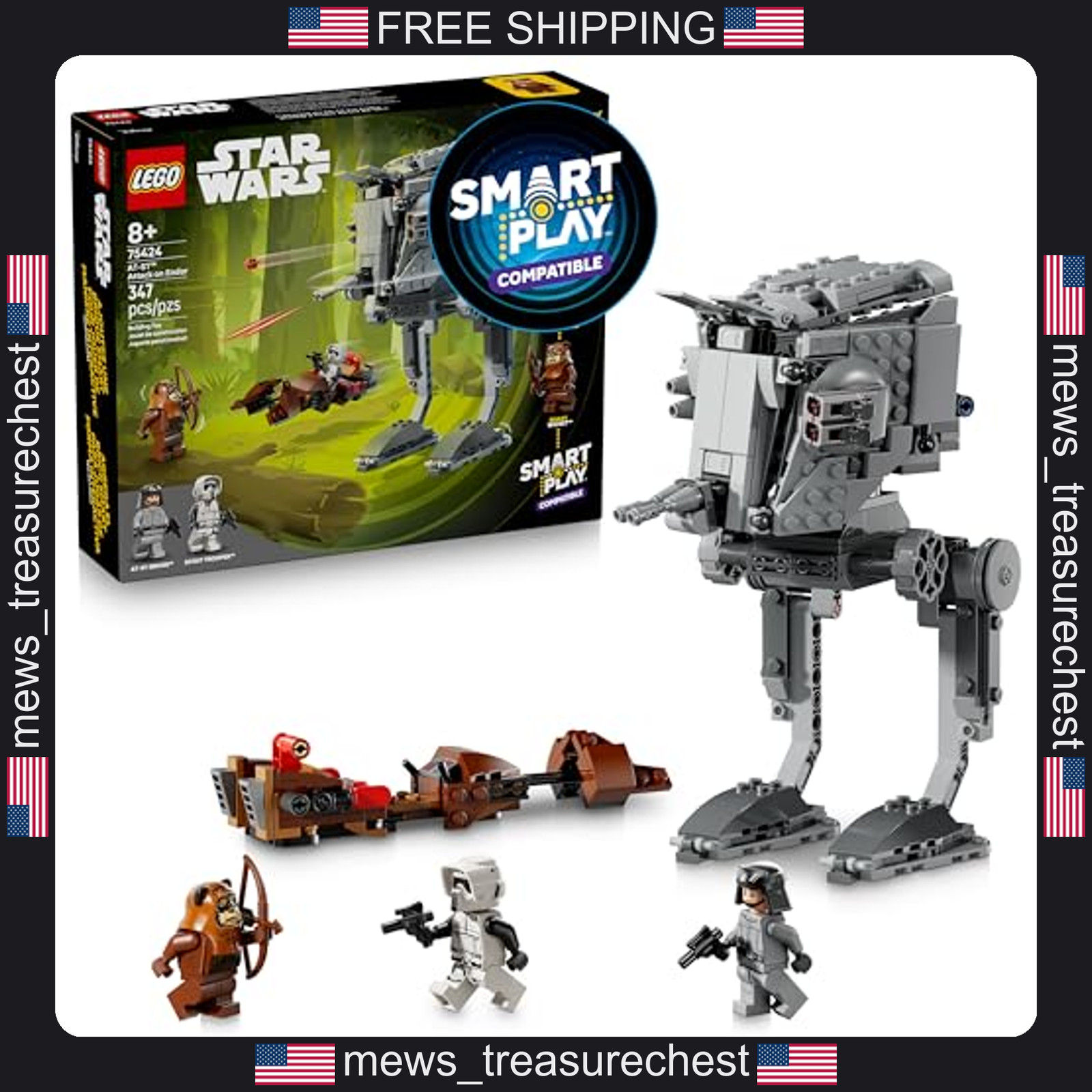 LEGO Star Wars AT-ST Attack on Endor 75424 Building Set for Kids