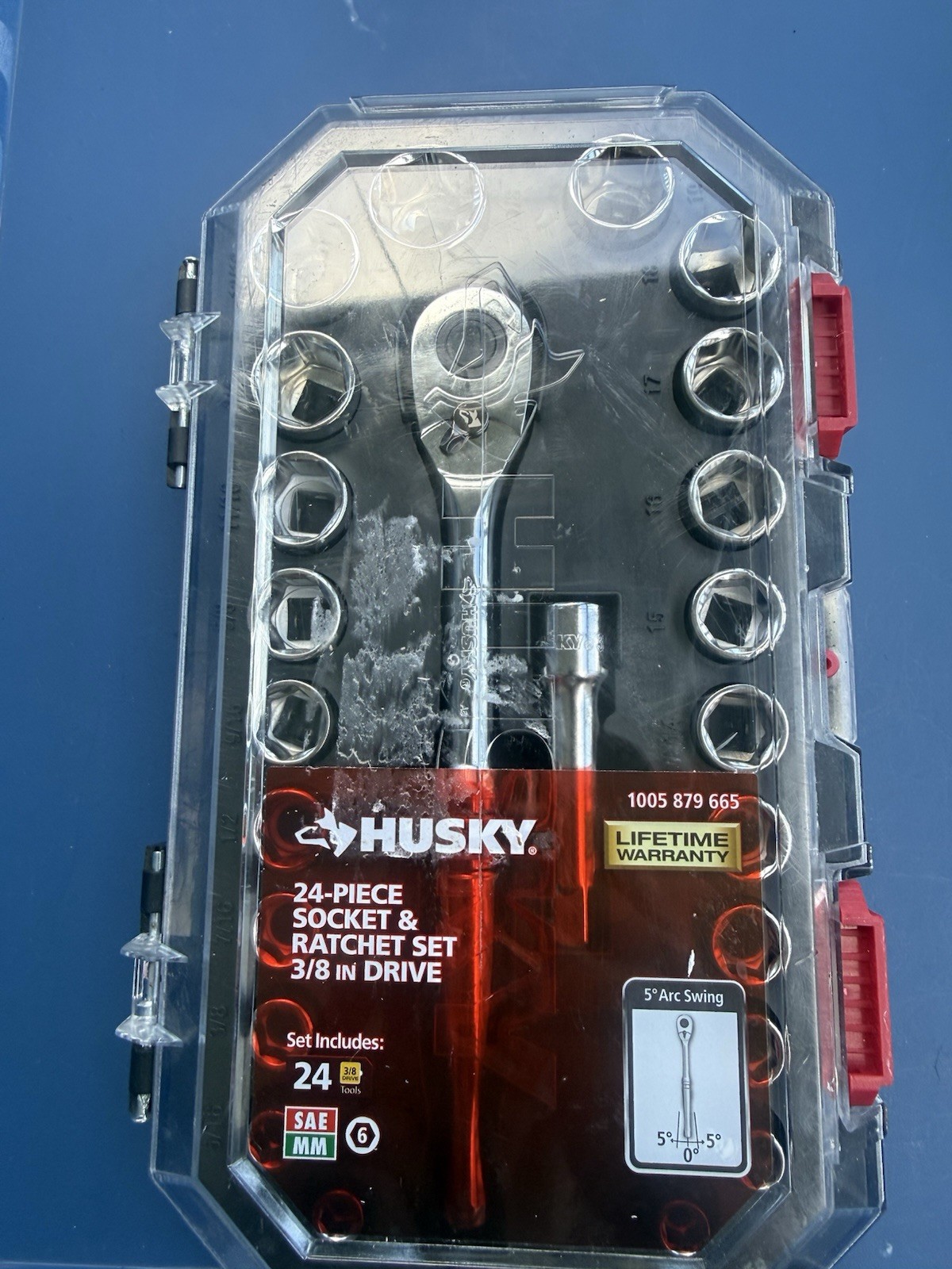 Husky 3/8 In. Drive Ratchet SAE/Metric Standard Socket Set 24-Piece