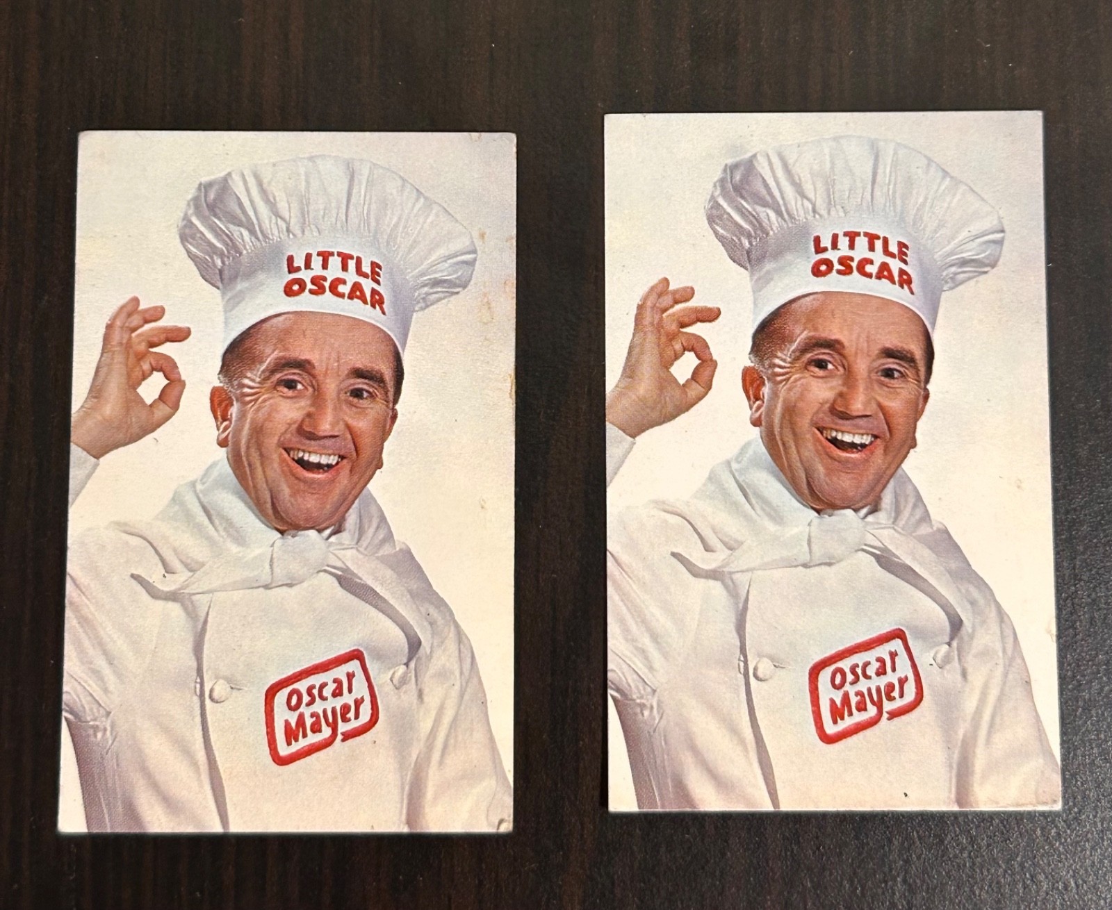 Vintage Lot of 2 Oscar Mayer Little Oscar Promo Photo Cards One Signed Autograph