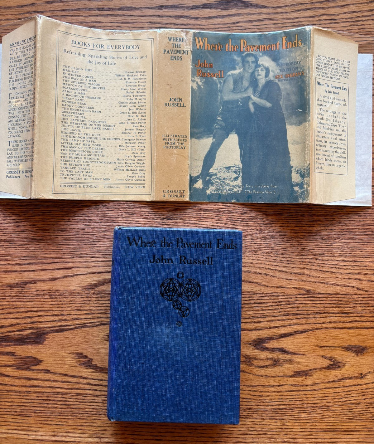 Where the Pavement Ends - photoplay edition DJ & stills VG c1923 Ramon Navarro