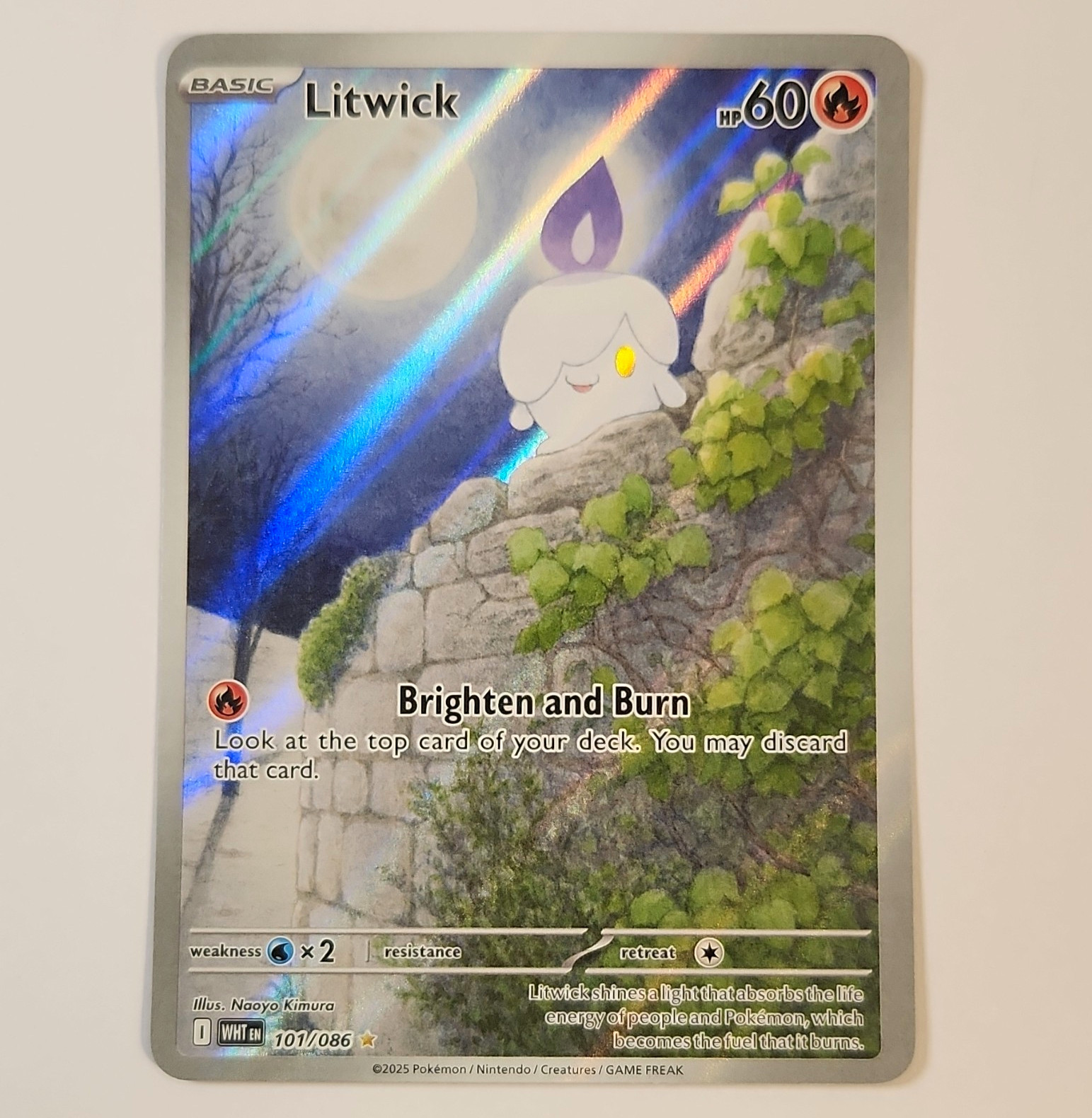 Pokemon TCG Litwick 101/086 Sv: White Flare English Holo Full Art 2025 HP60 Pokemon TCG Litwick 101/086 Sv: White Flare English Holo Full Art 2025 HP60