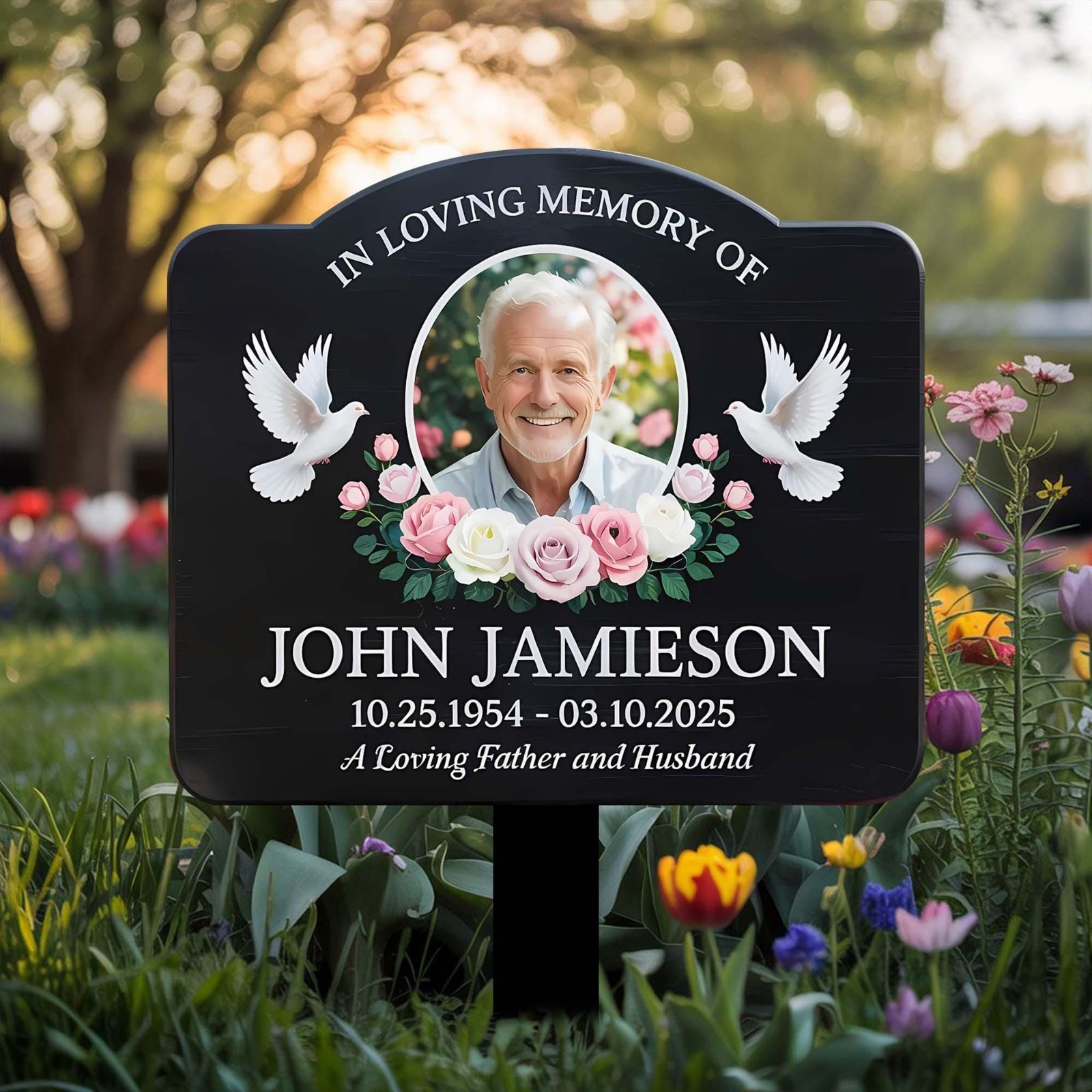 Personalized Memorial Grave Stake | Custom Photo Remembrance Plaque