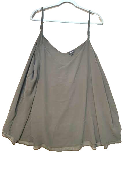 Torrid Camisole Womens Size 5 Green V Neck Chiffon Adjustable Straps Swing Plus