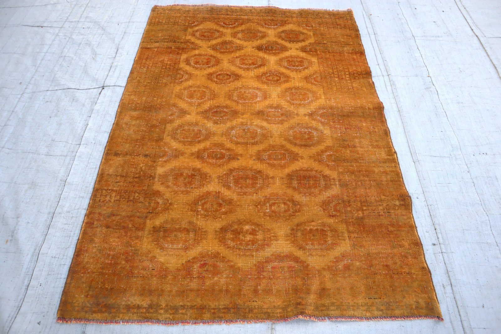 Antique Turkmen Tribal Saruq Rug 4x6 ft Handmade Nomadic Art Wool Low Pile Rug