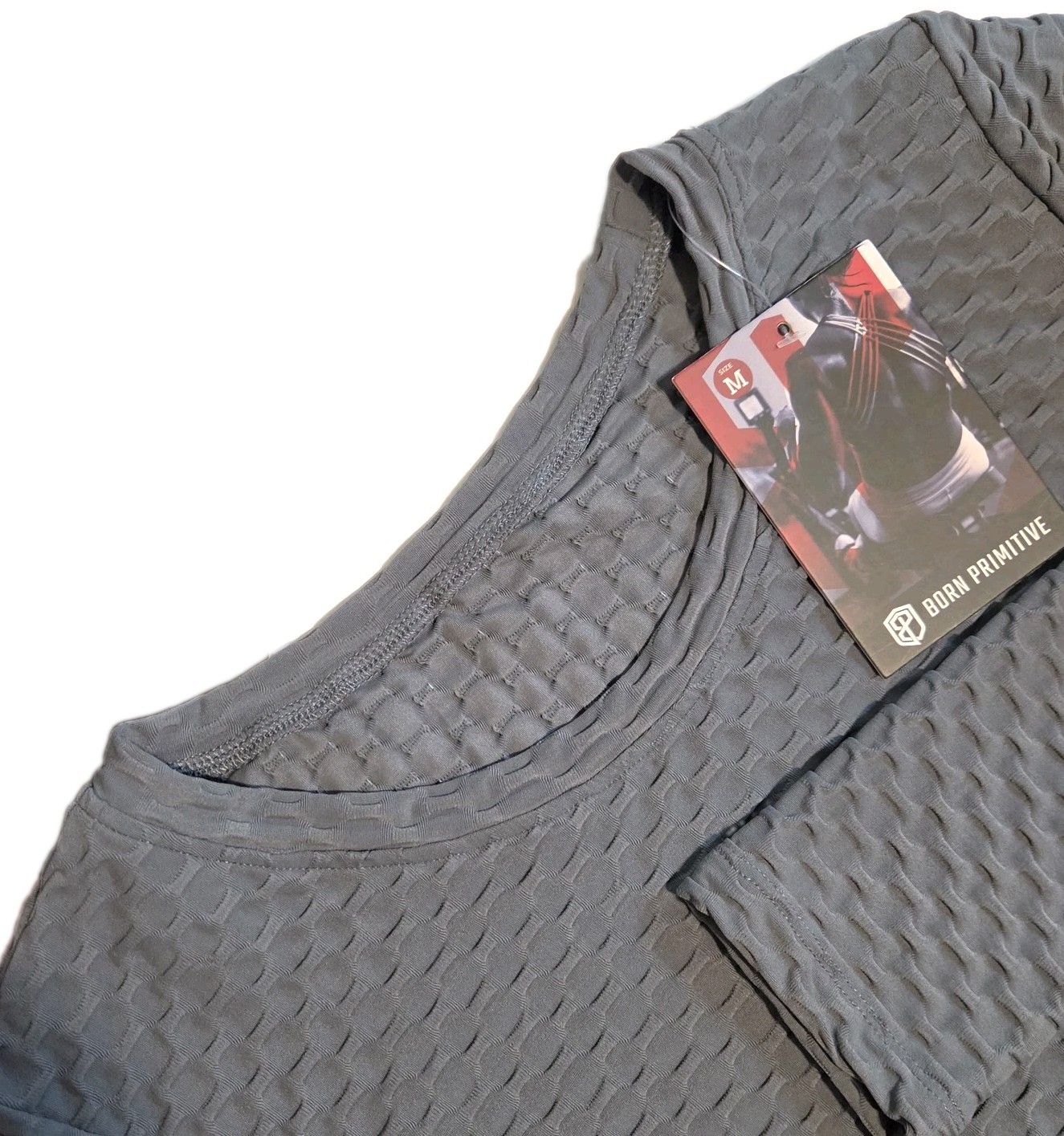 NWT Born Primitive Summit Women\'s Gray Cropped Crew Neck Long Sleeve Top SZ M