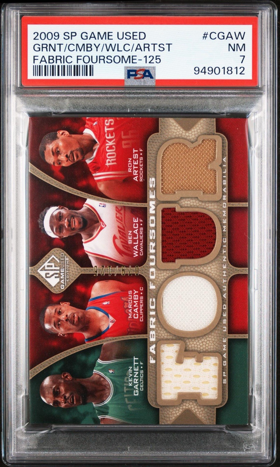 Fabric foursome, 2009 SP Game used, KG/Camby/Wallace/Artist, /125 Fabric foursome, 2009 SP Game used, KG/Camby/Wallace/Artist, /125