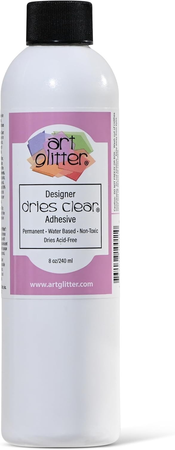Art Institute Glitter Designer Dries Clear Craft Glue, 8oz Bulk Refil