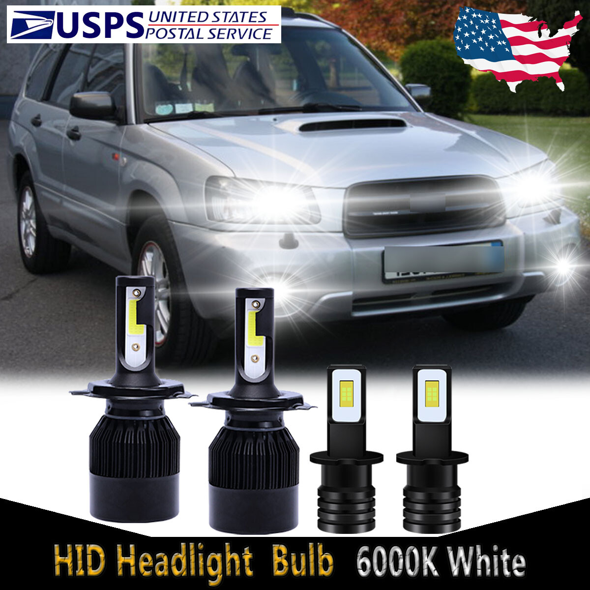 For Subaru Forester 2003-2005 - LED Headlight High/Low 9003+H3 Fog Bulbs 4X C9B For Subaru Forester 2003-2005 - LED Headlight High/Low 9003+H3 Fog Bulbs 4X C9B