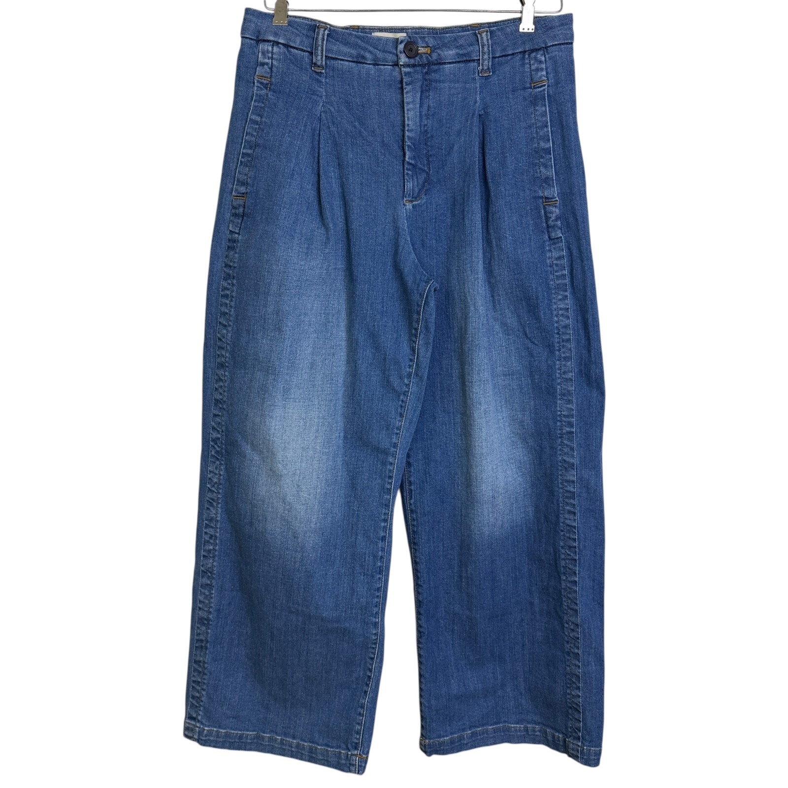 Pilcro Anthro Wide Leg Jeans Womens 31 Blue Denim Pleat Baggy Pants Relax 32x28 Pilcro Anthro Wide Leg Jeans Womens 31 Blue Denim Pleat Baggy Pants Relax 32x28