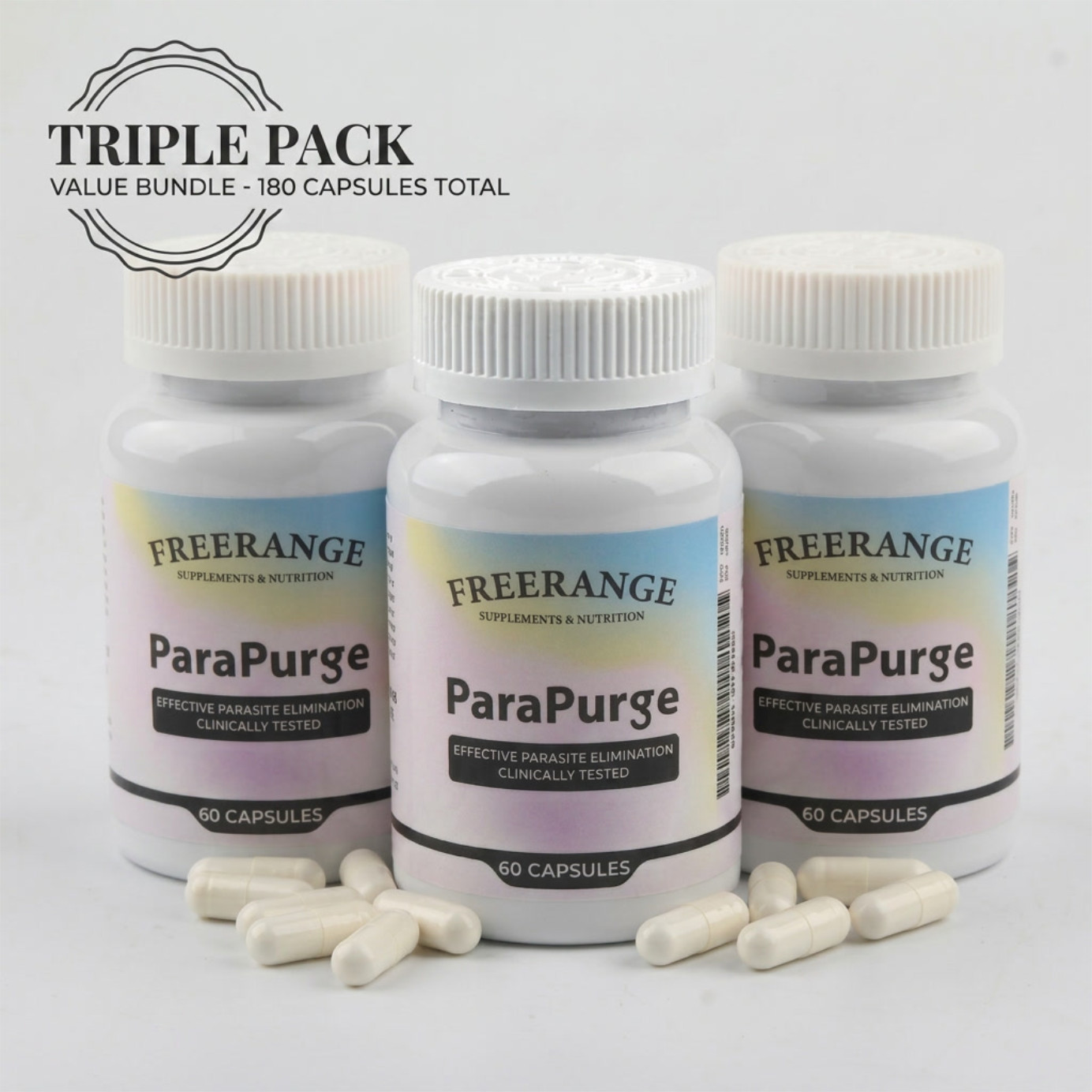 3 Pack FreeRange ParaPurge Parasite Cleanser, 60 Capsules Supplement 3 Pack FreeRange ParaPurge Parasite Cleanser, 60 Capsules Supplement