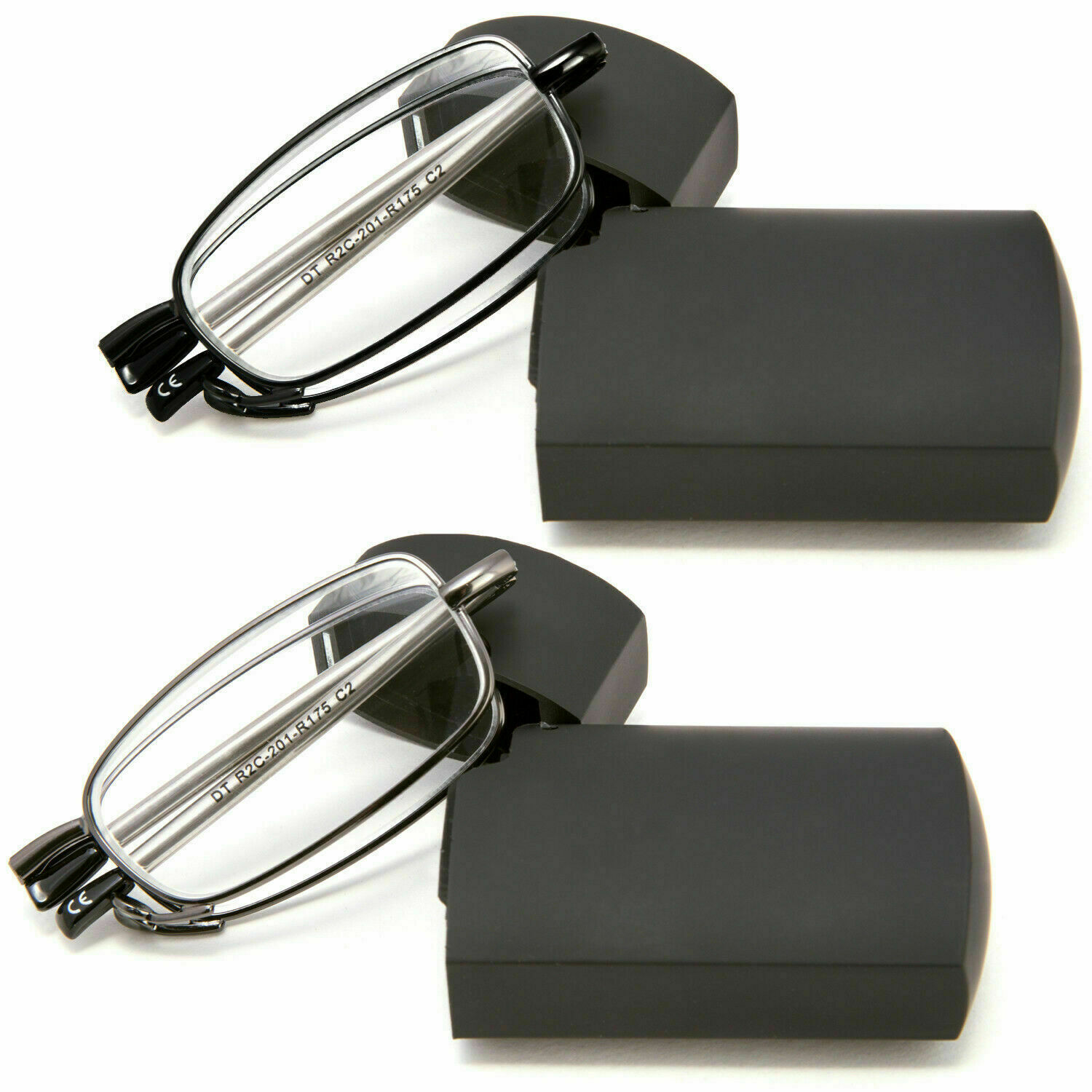 2Pairs Foldable Reading Glasses Anti UV Glare Eyestrain Readers for Women Men