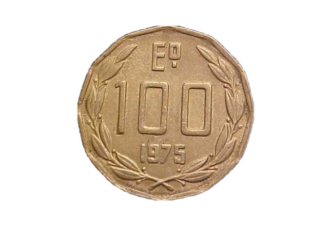 1975 Chile 100 Escudos KM# 202- Very Nice Circ 12 Sided Collector Coin-c2834xux