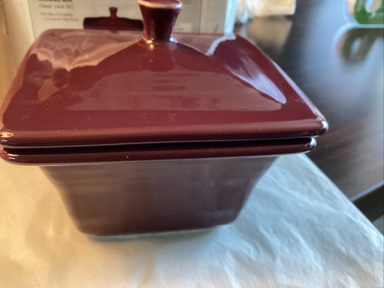 Fiestaware Claret Square Covered Box Fiesta Belk Retired Burgundy Trinket Box