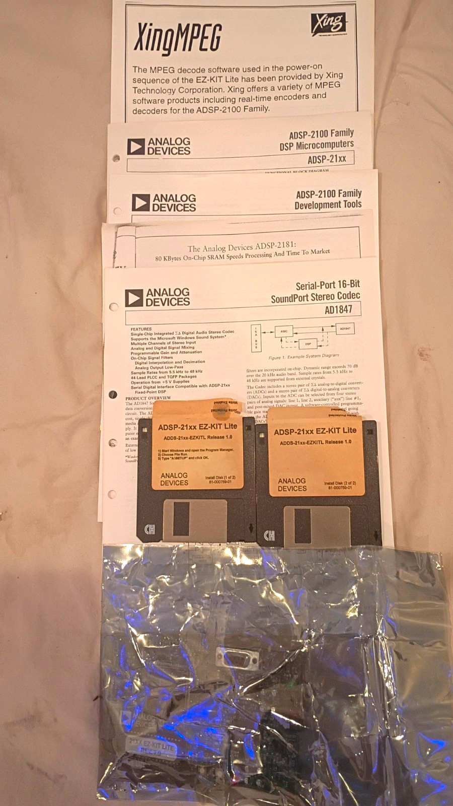 Analog Devices ADSP-21xx EZ-KIT Lite Rev 1.0 DSP Development Kit ADSP-2181 Disks