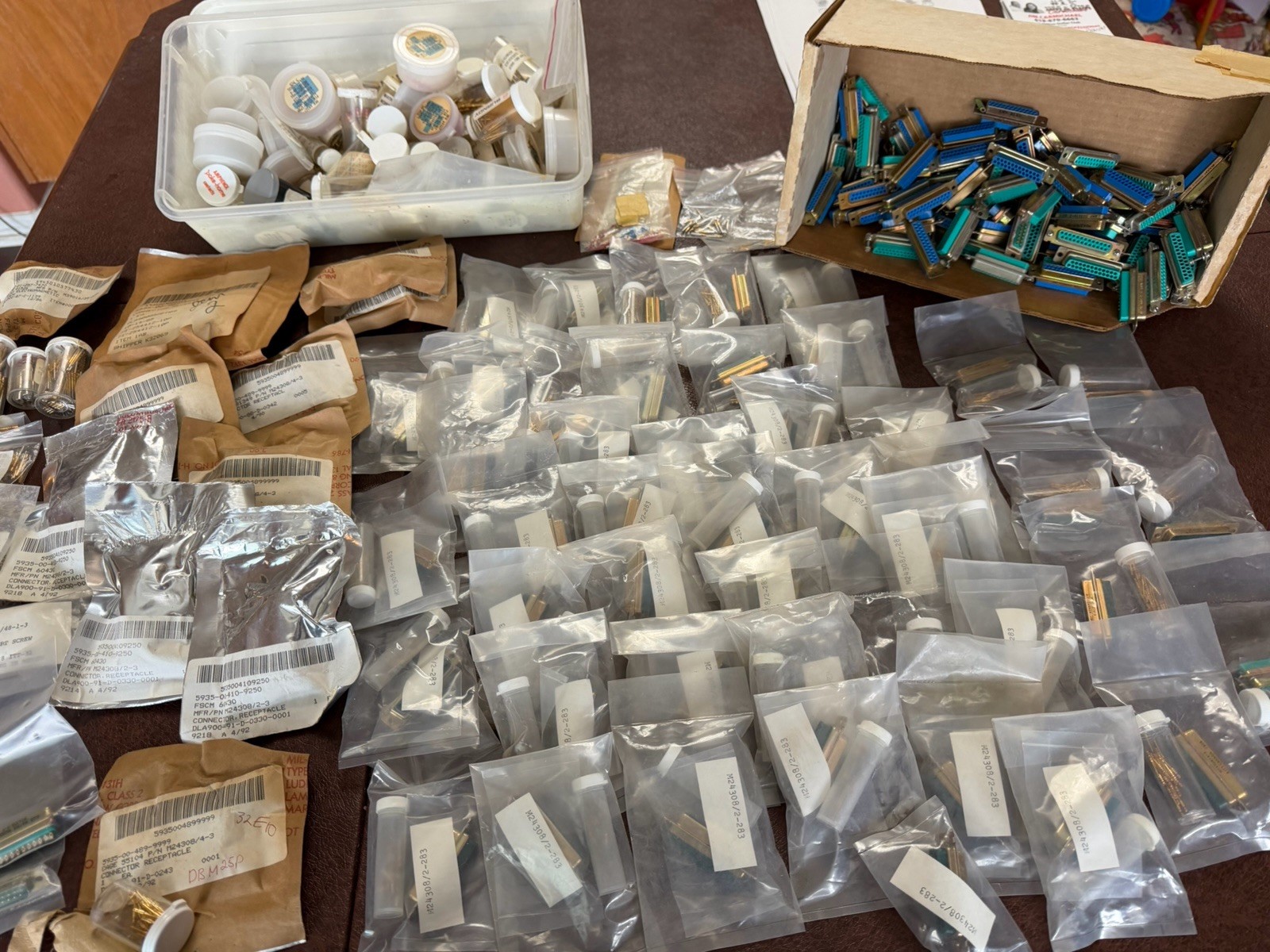 Huge AVIONICS LOT: NOS & Open Packs Mil-Spec D-Sub Connectors & Connector Pins+