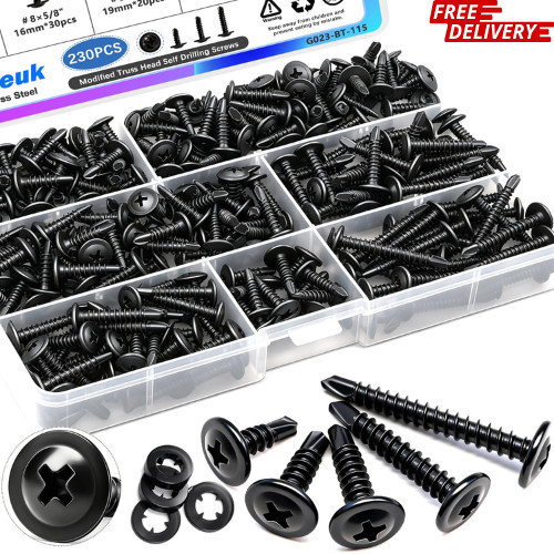 230PCS #8 Self Tapping Screws,410 Stainless Steel Self Tapping Screws for Metal, 230PCS #8 Self Tapping Screws,410 Stainless Steel Self Tapping Screws for Metal,