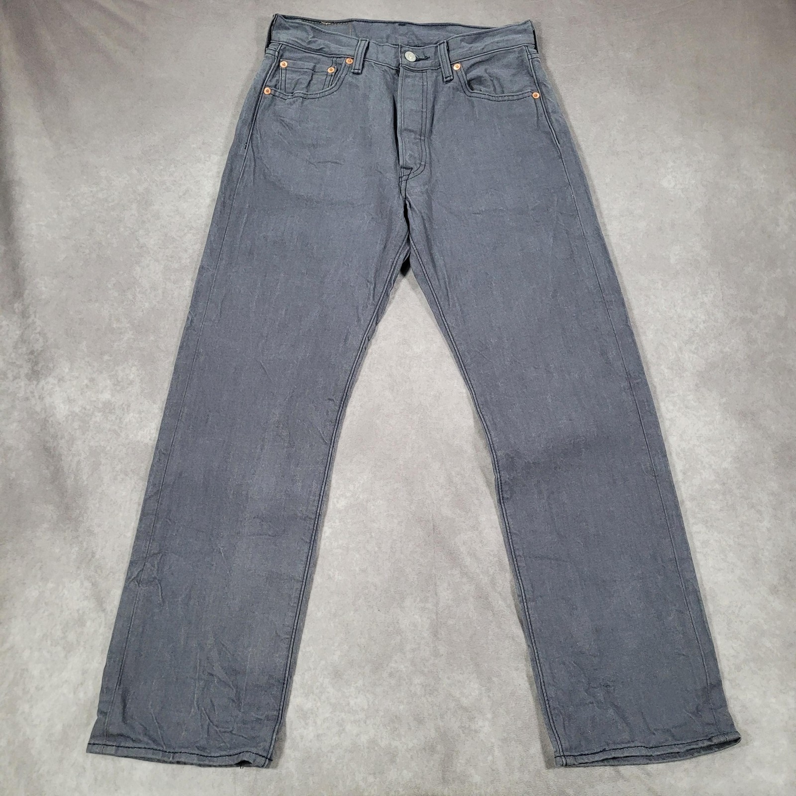 Levis 501 Jeans Mens 28x28 Gray Charcoal Wash Button Fly Straight Leg 30x30 Tag