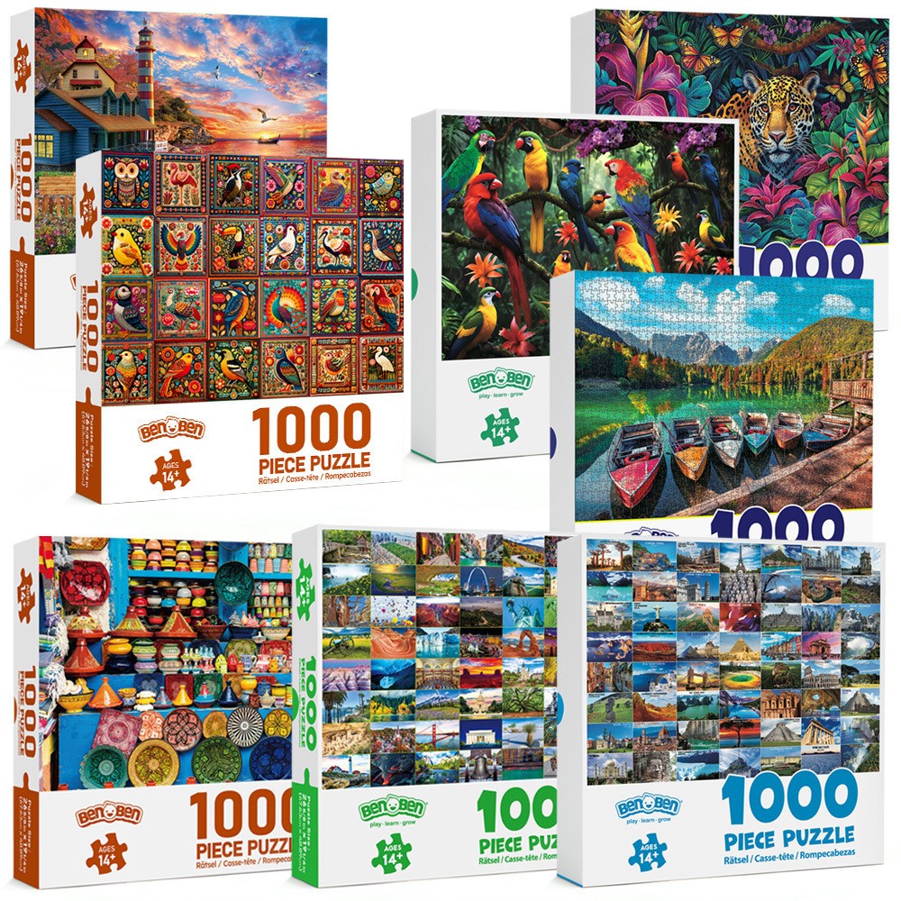 8 Pack 1000 Pieces Jigsaw Puzzles for Adults Family Game Challenging Puzzles
