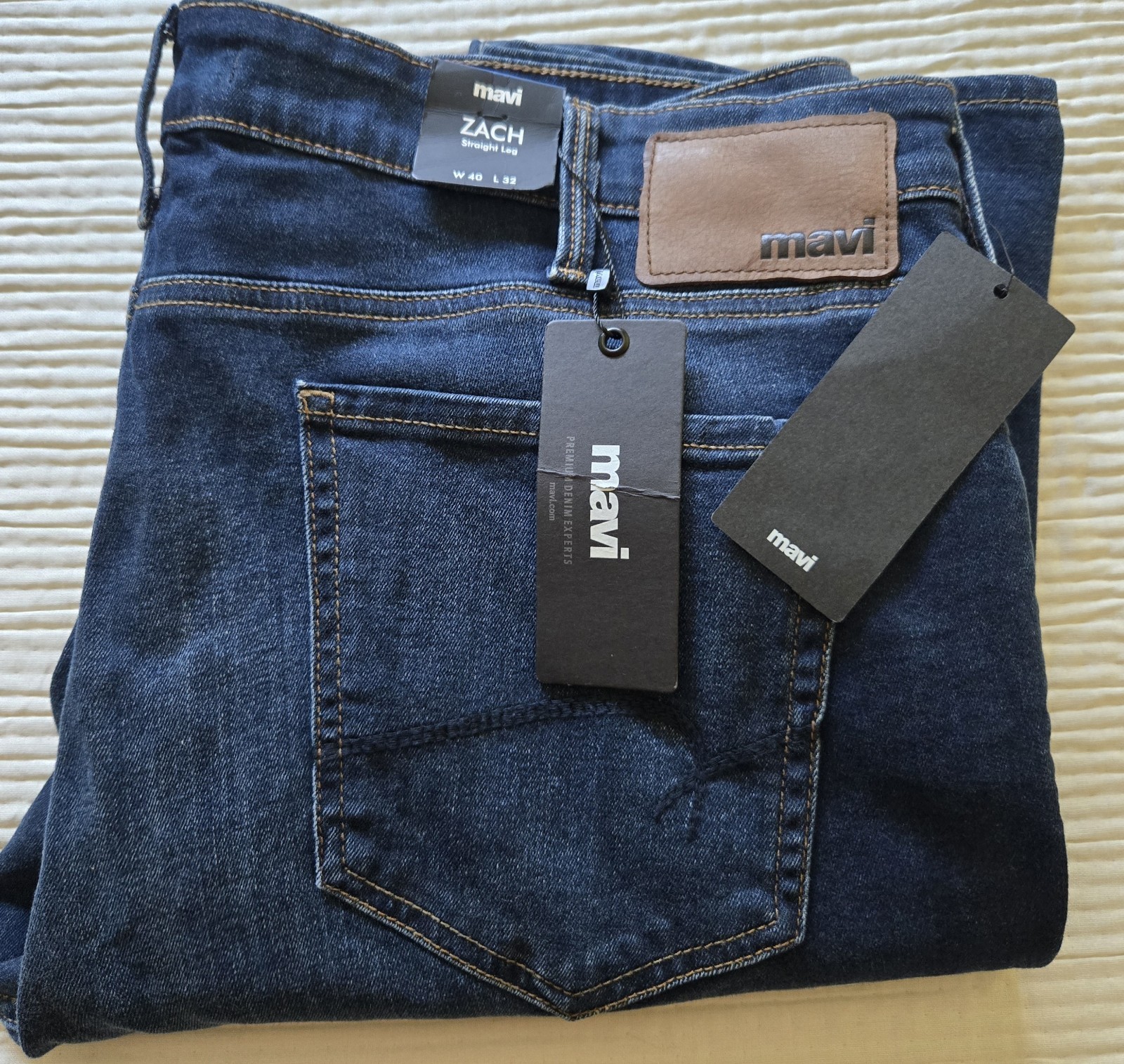 NEW Mavi Dark Blue Wash Men ZACH Straight Leg Jeans W40 L32 Stretch Denim NWT NEW Mavi Dark Blue Wash Men ZACH Straight Leg Jeans W40 L32 Stretch Denim NWT