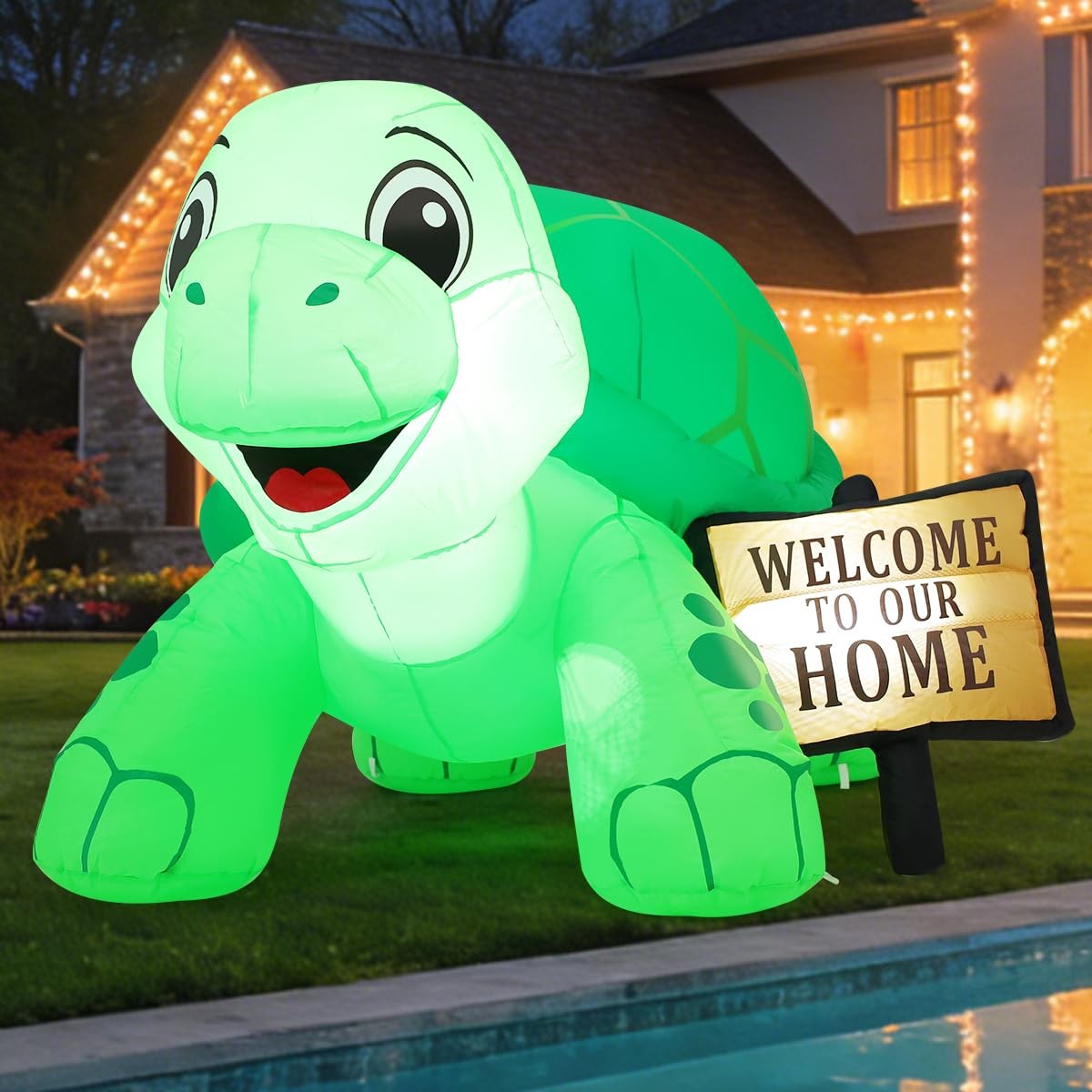 GOOSH 5 FT Long Spring Tortoise Inflatable Outdoor Decoration Blow Up Green GOOSH 5 FT Long Spring Tortoise Inflatable Outdoor Decoration Blow Up Green